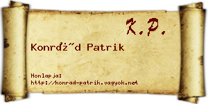 Konrád Patrik névjegykártya